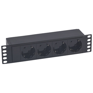 POWER STRIP 4 SOCKETS 2P+T SCHUKO FOR 10"CABINETS, BLACK