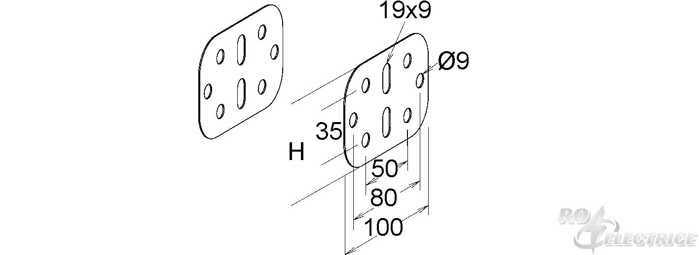 Stoßstellenverbinder, horizontal, Höhe 65, Edelstahl, Werkstoff-Nr.: 1.4401, 1.4404