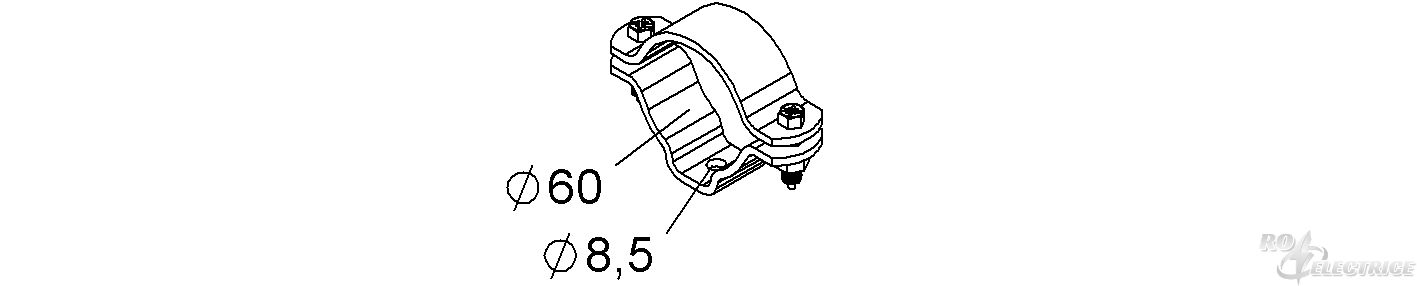 Schraubabstandschelle, schwer, Ø 60 mm, Edelstahl, Werkstoff-Nr.: 1.4301, 1.4303