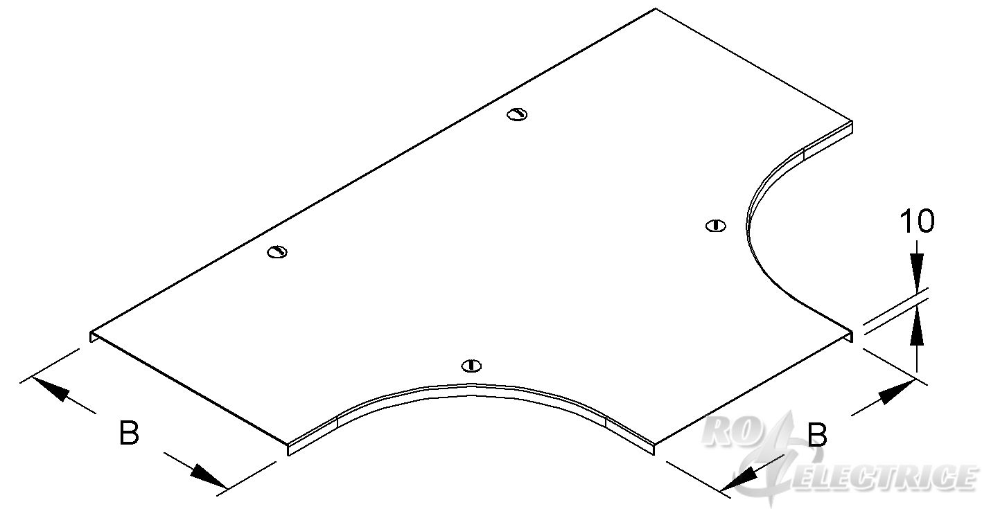 Deckel für T-Stück für KR, Breite 204 mm, mit Drehriegel, Stahl, bandverzinkt DIN EN 10346