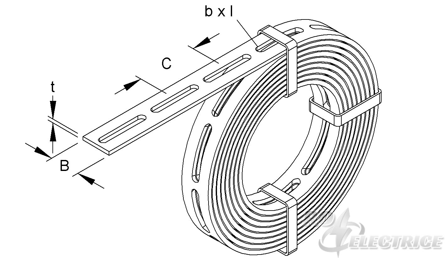 Schlitzbandeisen, Breite 30 mm, t=3,0 mm, Rolle 20 m, Stahl, feuerverzinkt DIN EN ISO 1461