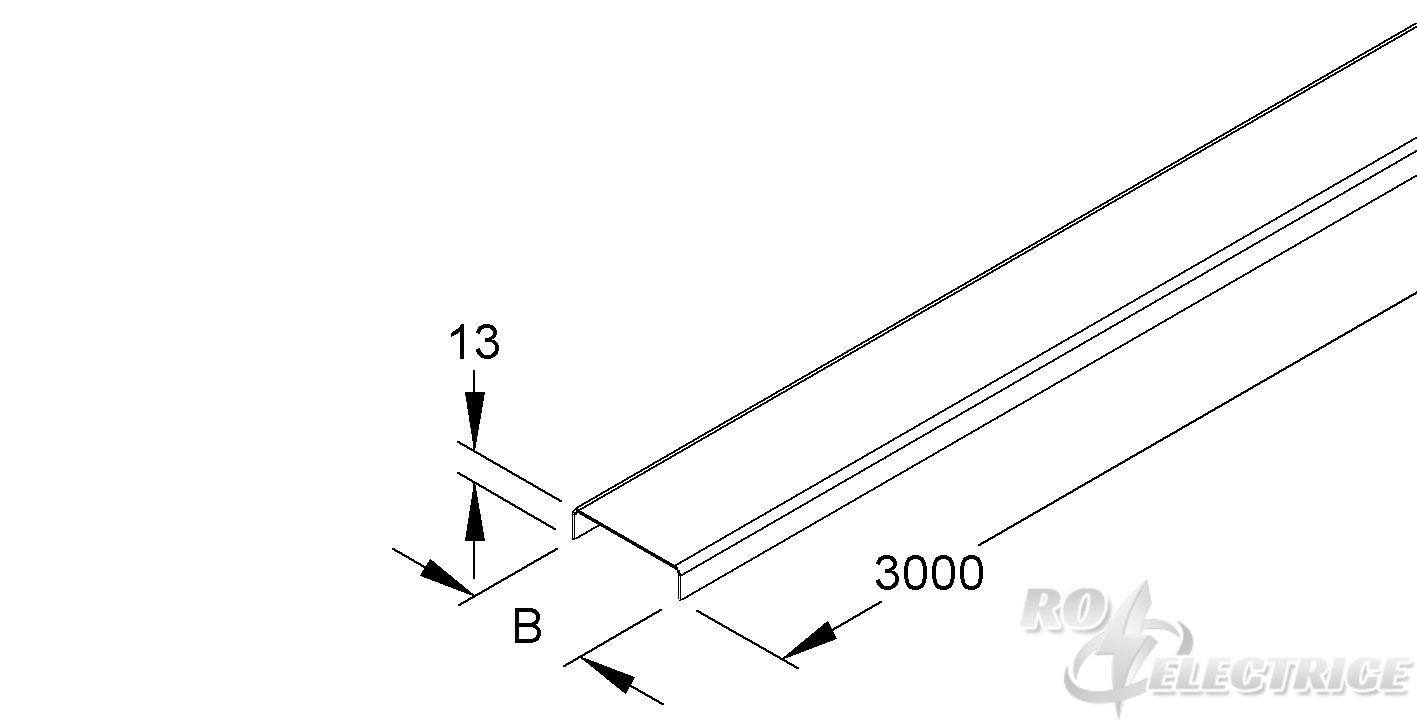 Deckel für Mini-Kabelrinne, 50x3000 mm, t=0,75 mm, Stahl, bandverzinkt DIN EN 10346