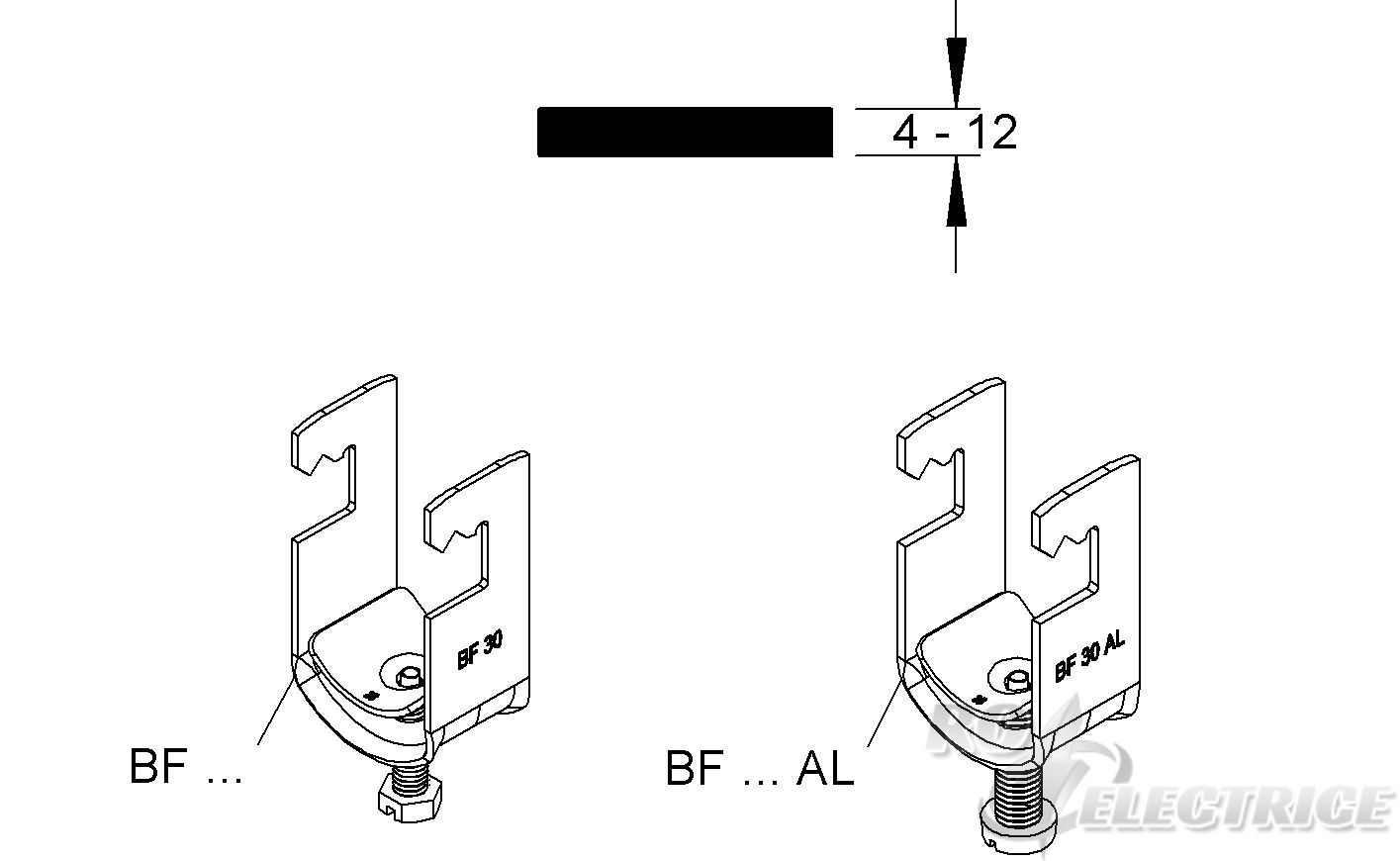 Bügelschelle, für Flacheisen 4-12 mm, für 1 Kabel, Ø 6-12 mm, Stahl, feuerverzinkt DIN EN ISO 1461, mit Stahldruckwanne