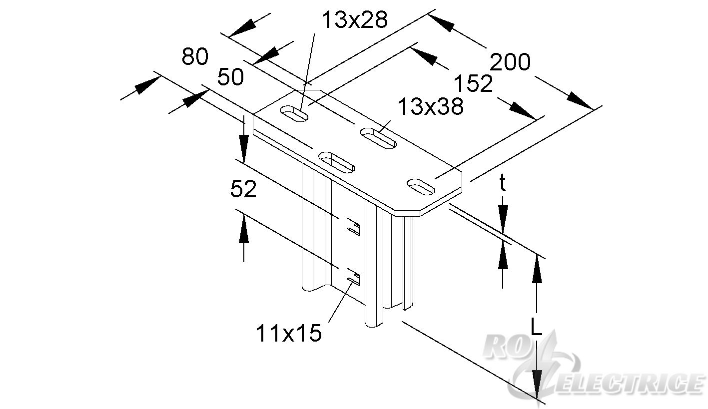 Schraubkopfplatte für Profil I 80, Stahl, feuerverzinkt DIN EN ISO 1461, inkl. Zubehör