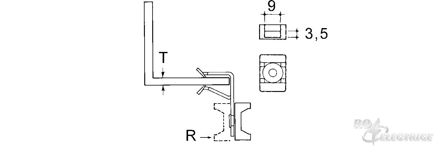 E-KLIPS, Flanschkralle mit Anschlussstück einseitig, t=1,5-3 mm, Stahl, mechanisch verzinkt/passiviert, Kunststoff PA