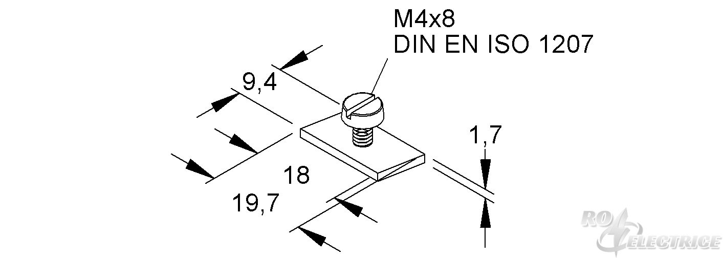 Schräggleitmutter mit Zyl.-Kopfs., Gewinde M4x8 mm, H=1, mm, B=18 mm, Stahl, galvanisch verzinkt DIN EN ISO 2081/4042, b