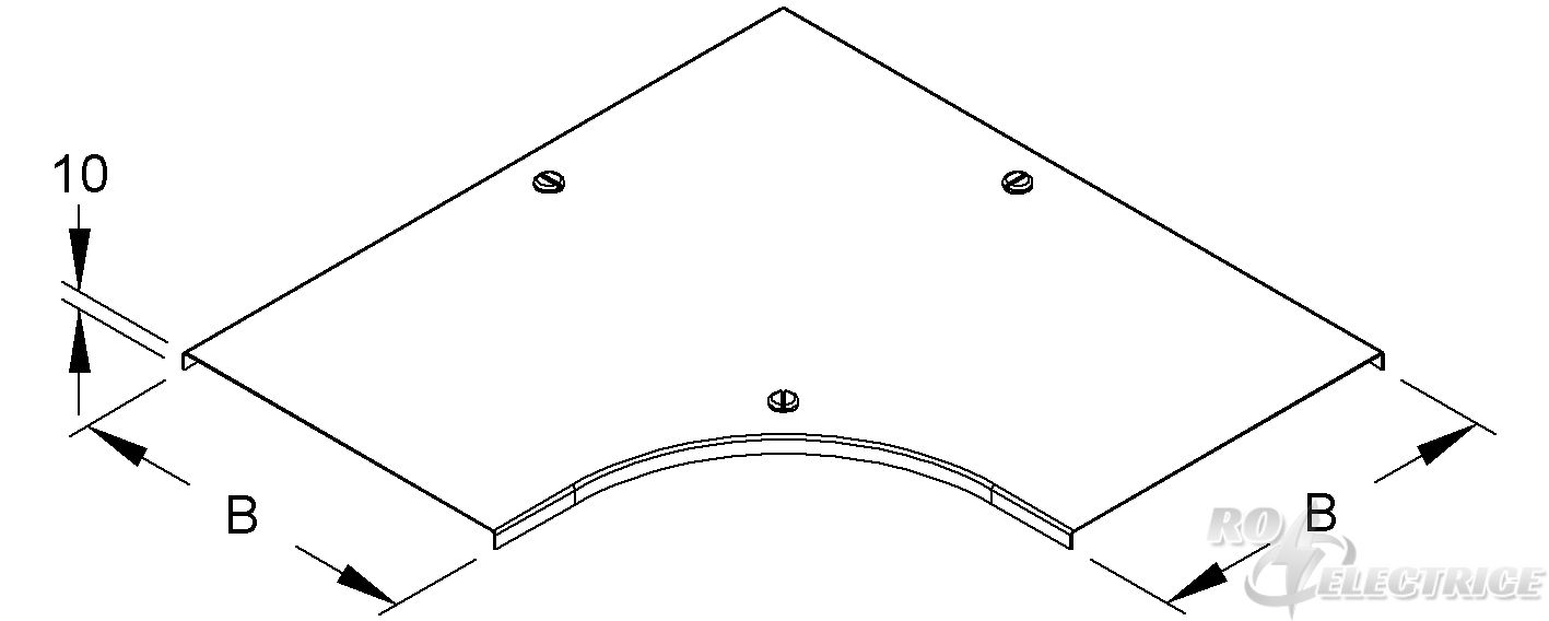 Deckel für Bogen 90° für KR, Breite 304 mm, mit Drehriegel, Stahl, bandverzinkt DIN EN 10346