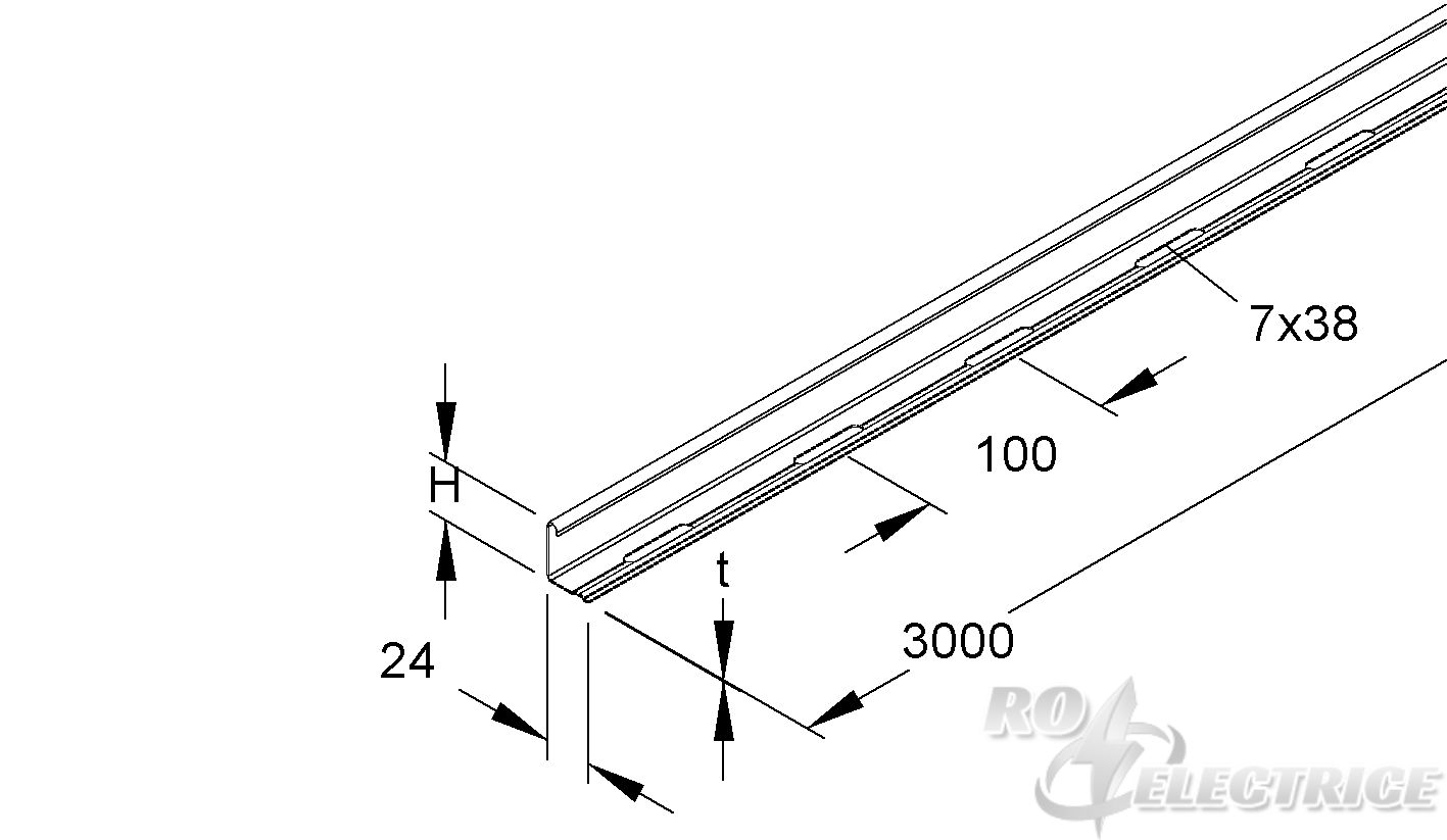 Trennsteg, 30x3000 mm, t=0,75 mm, Stahl, bandverzinkt DIN EN 10346, inkl. Zubehör