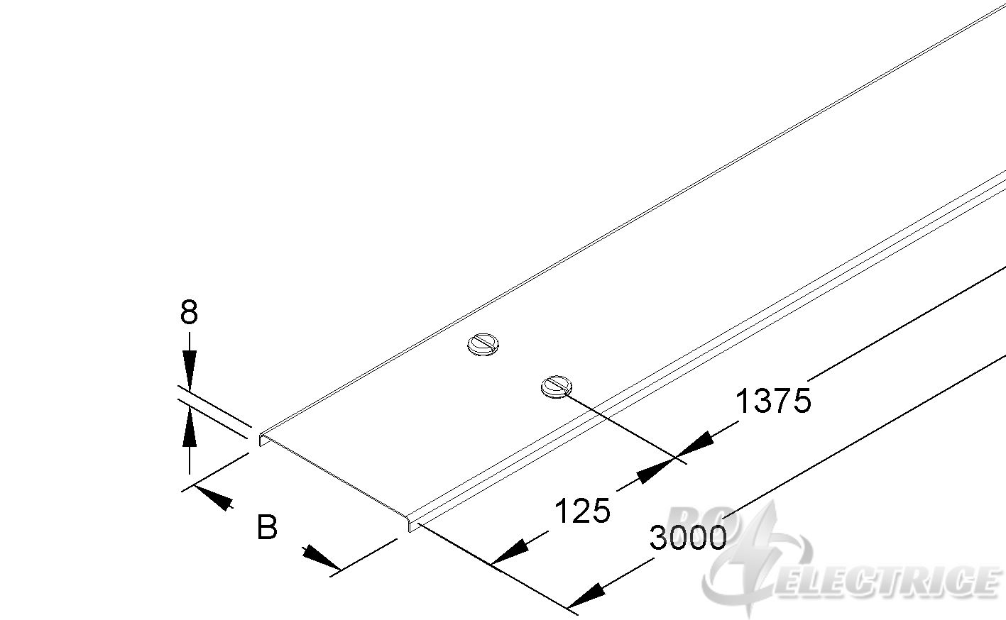 Deckel für Verteilerrinne, 50x3000 mm, t=0,8 mm, Edelstahl, Werkstoff-Nr.: 1.4301, 1.4303, inkl. Zubehör