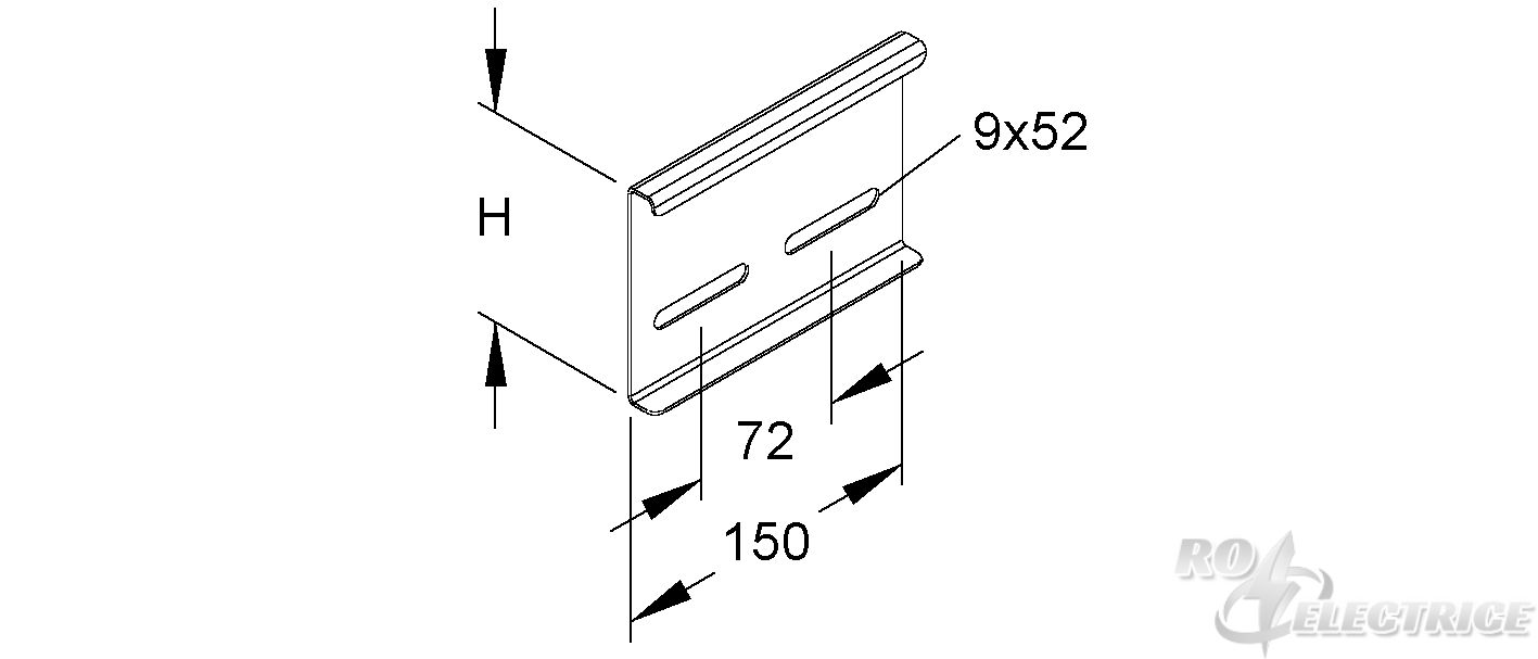 Stoßstellenverbinder für KL, Höhe 100 mm, Stahl, bandverzinkt DIN EN 10346, inkl. Zubehör