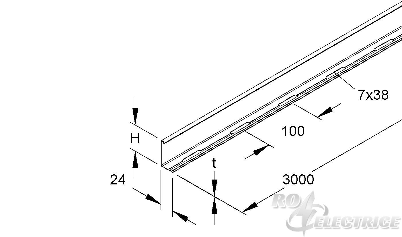 Trennsteg, 55x3000 mm, t=0,8 mm, Edelstahl, Werkstoff-Nr.: 1.4301, 1.4303, inkl. Zubehör