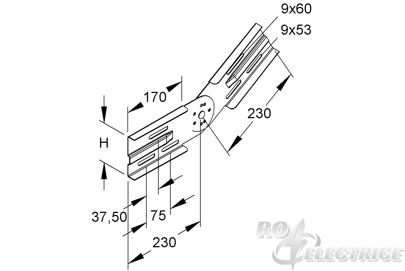 Gelenkverbinder, vertikal, Höhe 106,5 mm, Stahl, feuerverzinkt DIN EN ISO 1461, inkl. Zubehör