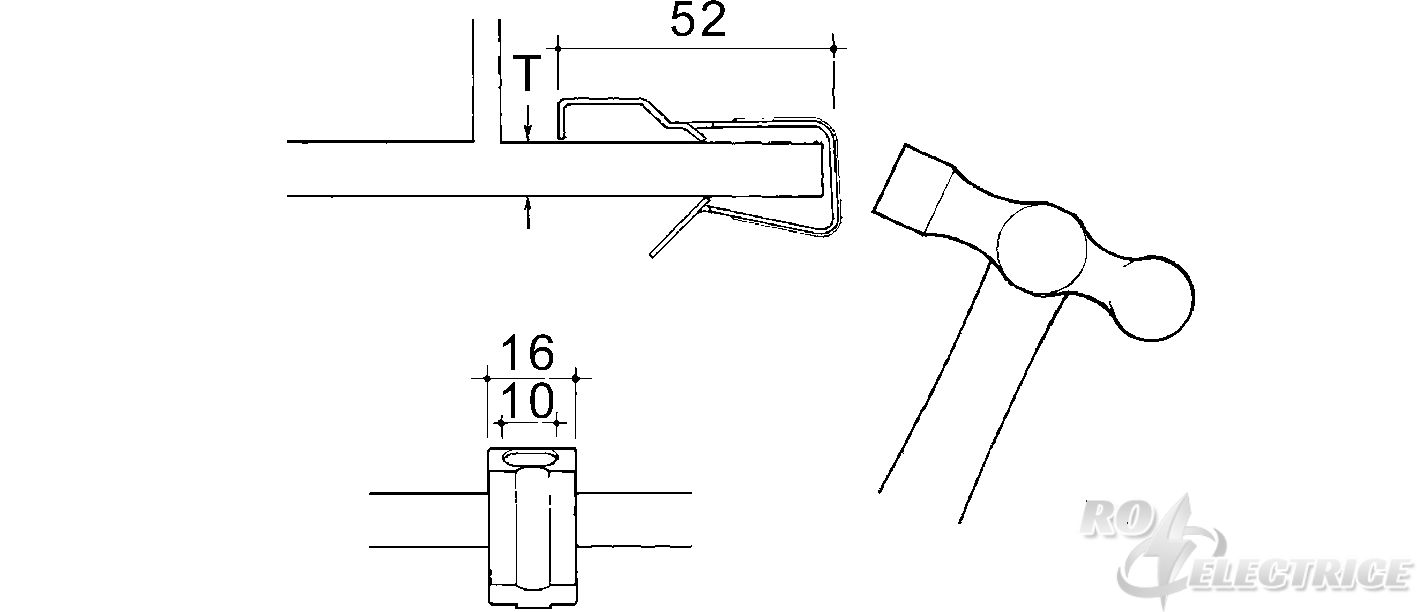 E-KLIPS, Kabelbinderkralle, t=3-10 mm, Stahl, mechanisch verzinkt/passiviert