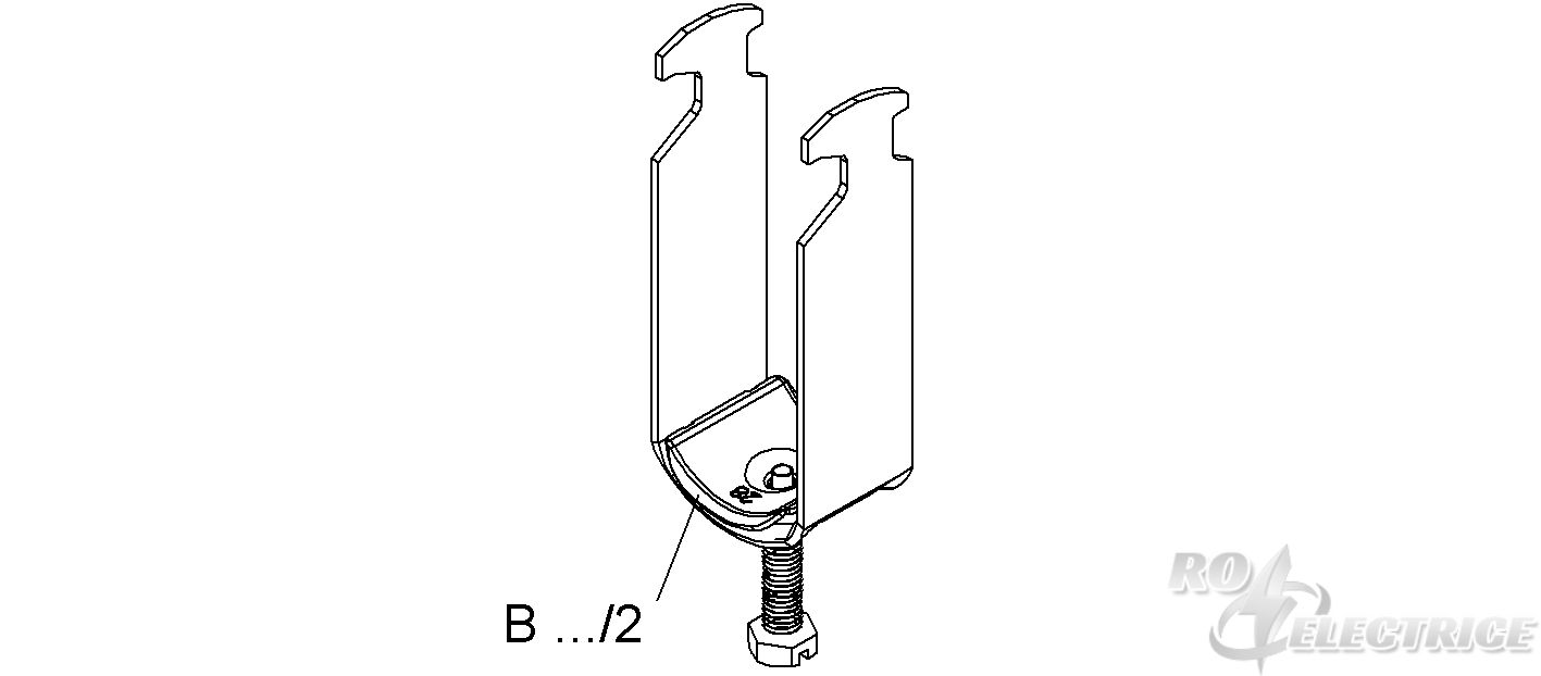 Hammerfuß-Bügelschelle, für 2 Kabel, Ø 10-12 mm, Schlitzweite 16-17mm, Stahl, feuerverzinkt DIN EN ISO 1461, mit Stahldr