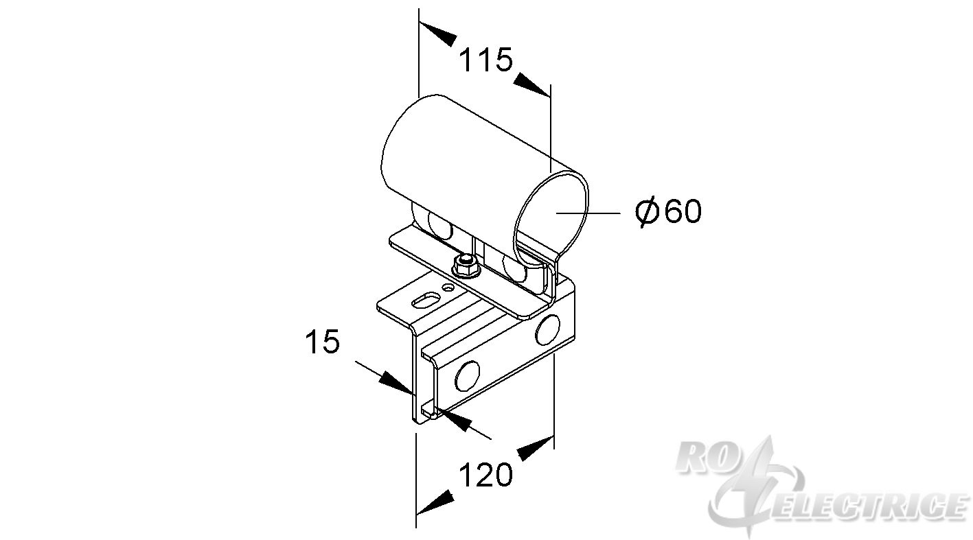 Holmanschlusshalter, mit Kupplung, Ø 60 mm, Befestigung an KR oder KL, Stahl, feuerverzinkt DIN EN ISO 1461