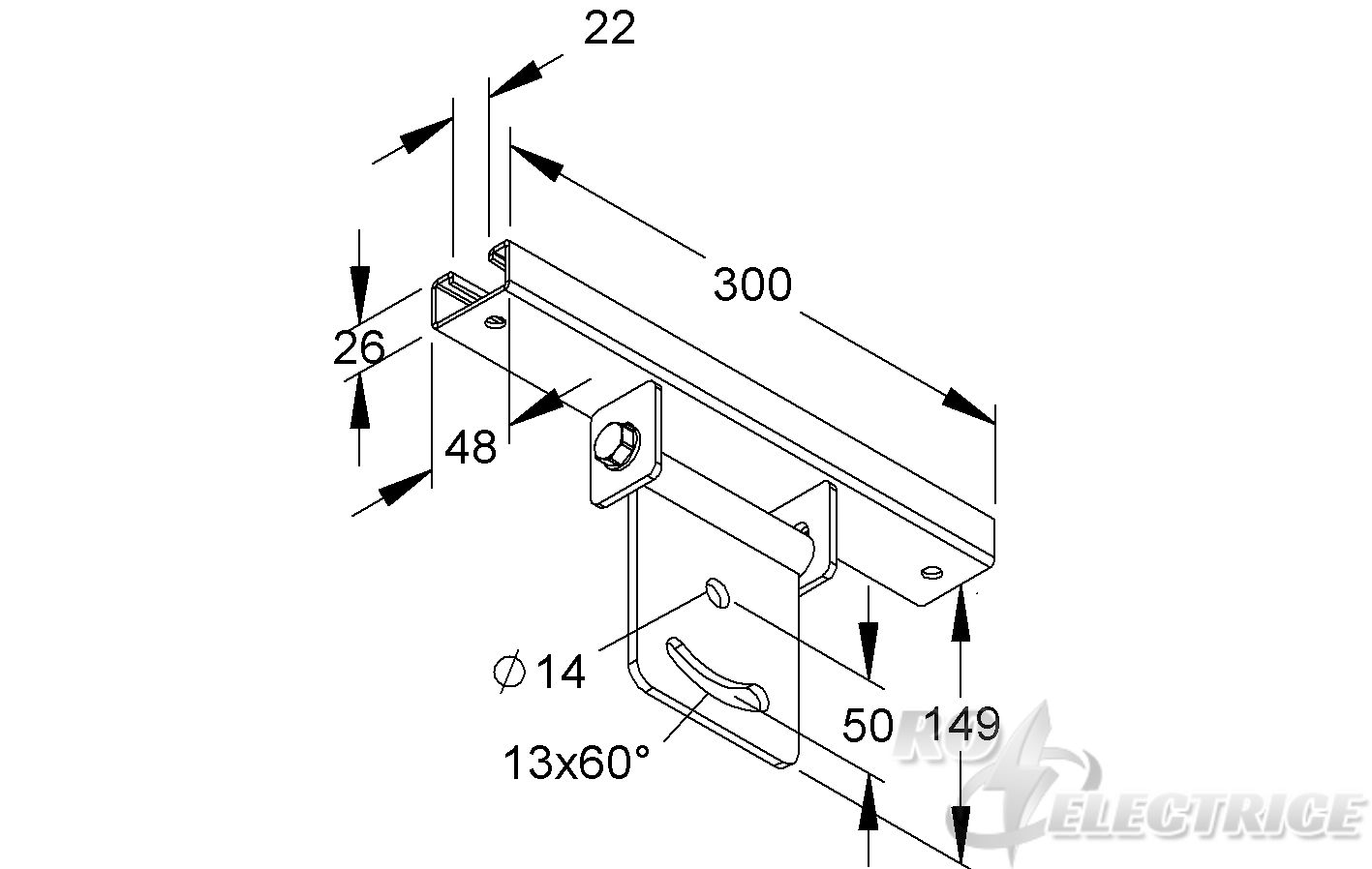 Klemmkopfplatte für Profil U 50, schwenkb., parallel zum Trägerprofil, Stahl, feuerverzinkt DIN EN ISO 1461, inkl. Zubeh