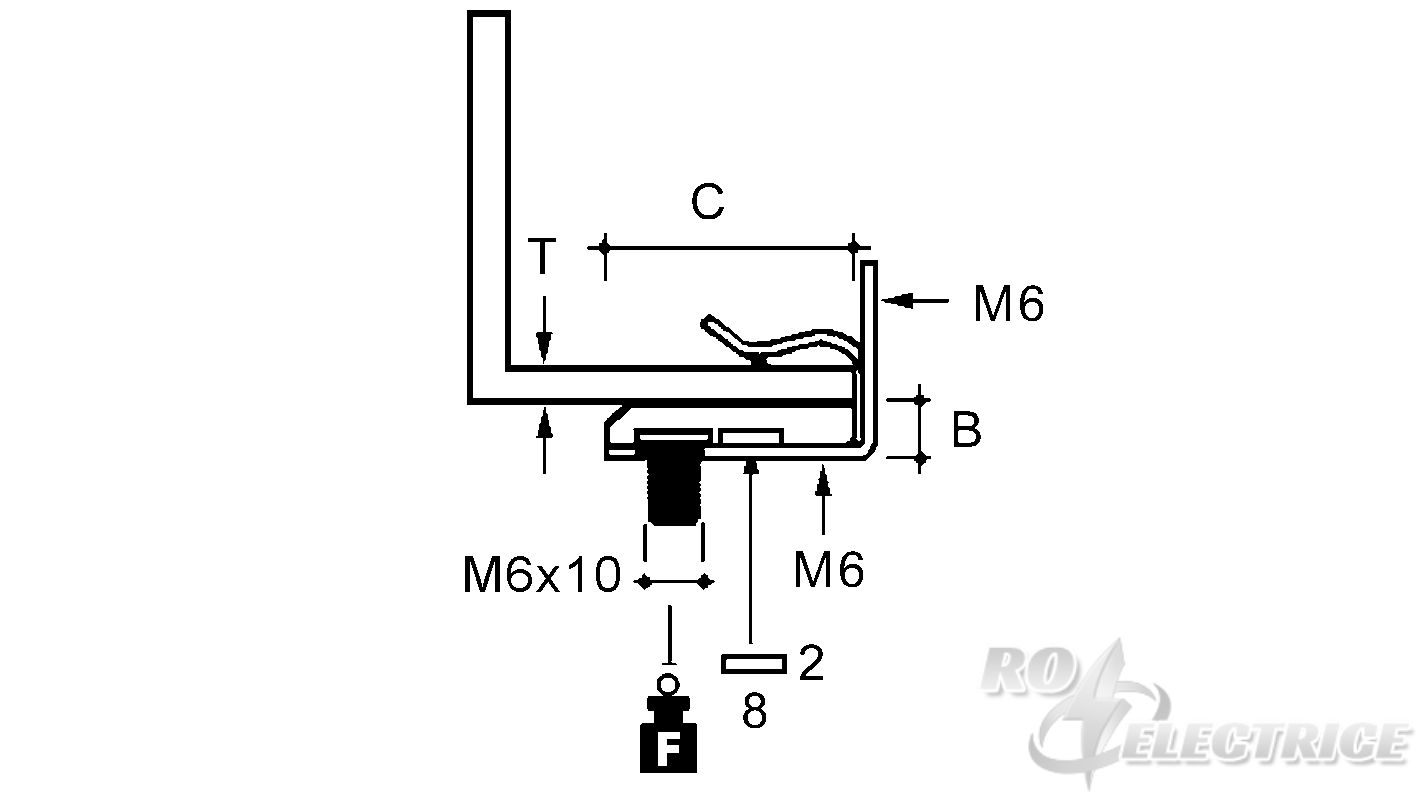 E-KLIPS, Flanschkralle, t=3-8 mm, Form B, M6x10, Stahl, mechanisch verzinkt/passiviert