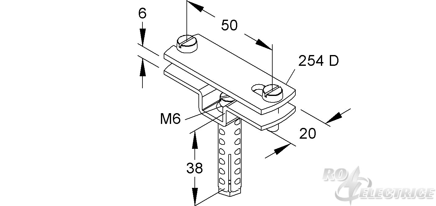 Bandeisen Abstandschelle, mit Dübel 38 mm, Gewinde M6, Stahl, feuerverzinkt DIN EN ISO 1461