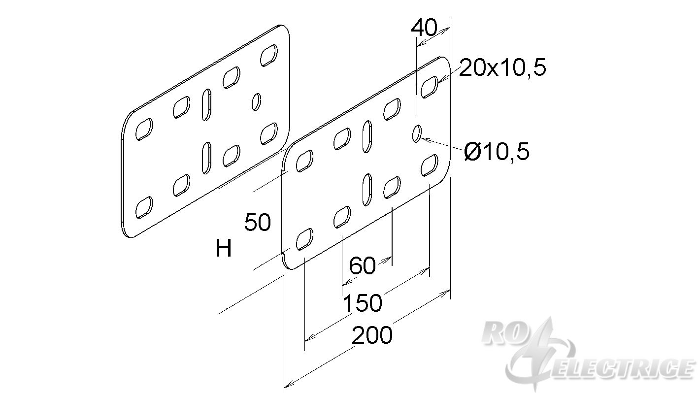 Stoßstellenverbinder, horizontal, Höhe 80, Edelstahl, Werkstoff-Nr.: 1.4401, 1.4404