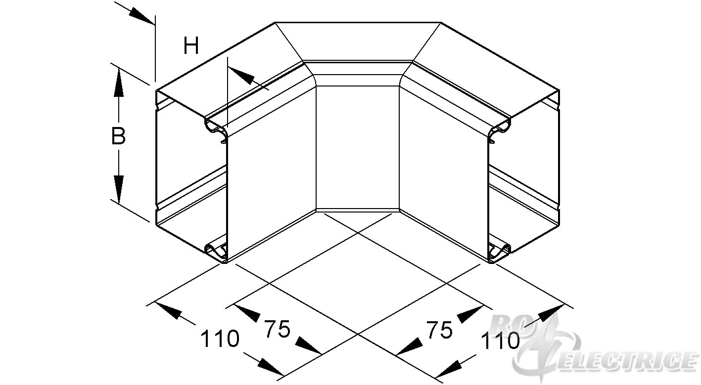Inneneck 2x45° mit Deckel, 60x60 mm, ohne Bodenlochung, Edelstahl, Werkstoff-Nr.: 1.4301, 1.4303