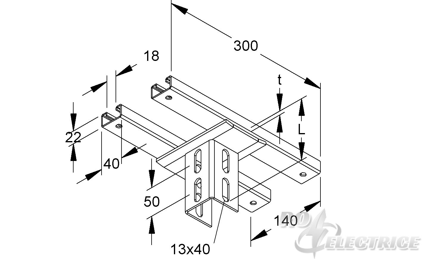 Klemmkopfplatte für Profil U 5050, kreuzend zum Trägerprofil, Stahl, feuerverzinkt DIN EN ISO 1461, inkl. Zubehör