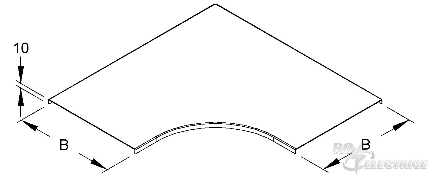 Deckel für Bogen 90° für KR, Breite 404 mm, Edelstahl, Werkstoff-Nr.: 1.4301, 1.4303