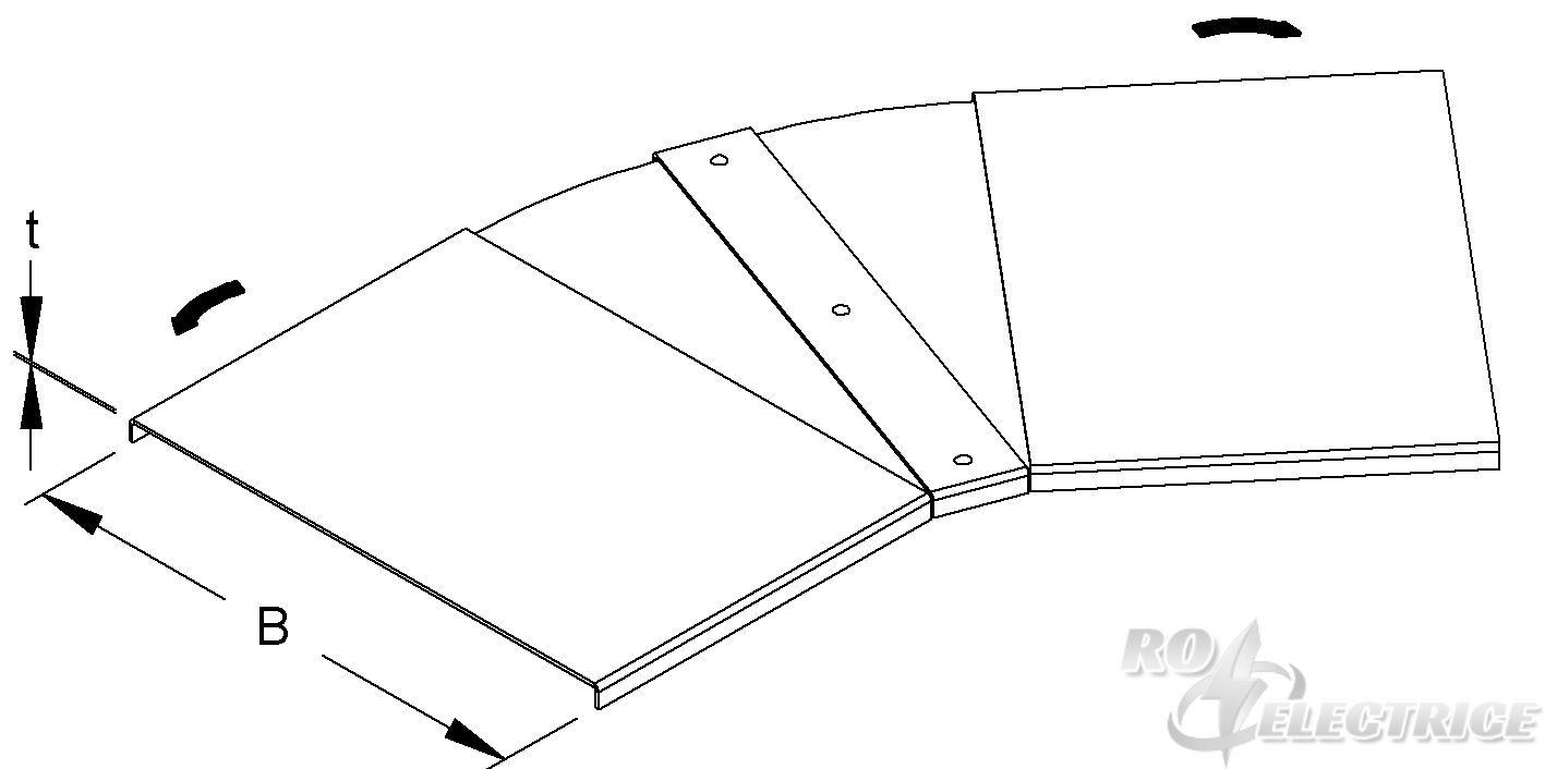 Deckel für winkelverstellbares Formstück 0-90°, Breite 105mm, t=2,0 mm, Stahl, bandverzinkt DIN EN 10346 mit Aluminium-R