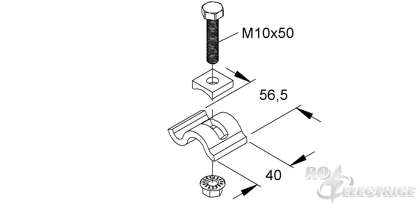 Spannklaue mit Schraube und Flanschmutter M10 F DIN 1661-8, Stahl, feuerverzinkt  DIN EN ISO 1461, inkl. Zubehör