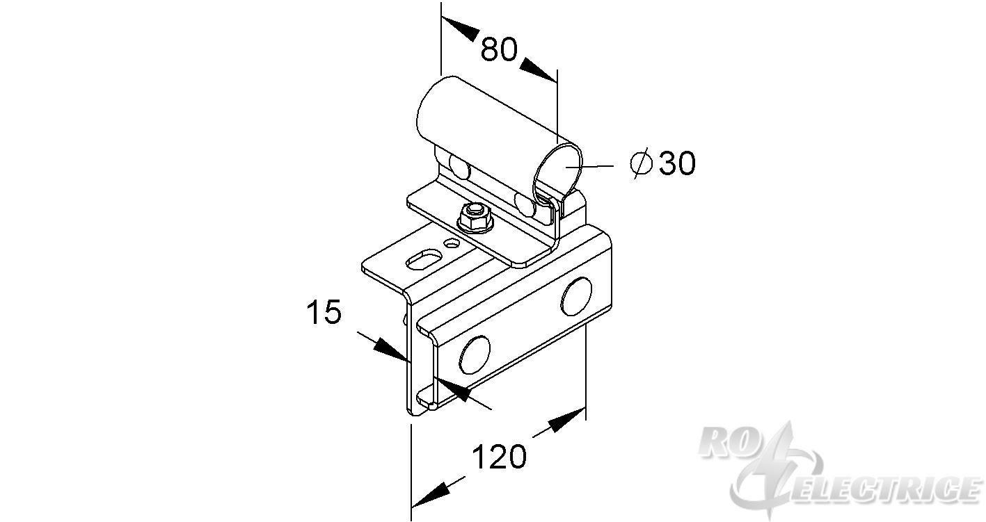 Holmanschlusshalter, mit Kupplung, Ø 30 mm, Befestigung an KR oder KL, Stahl, feuerverzinkt DIN EN ISO 1461