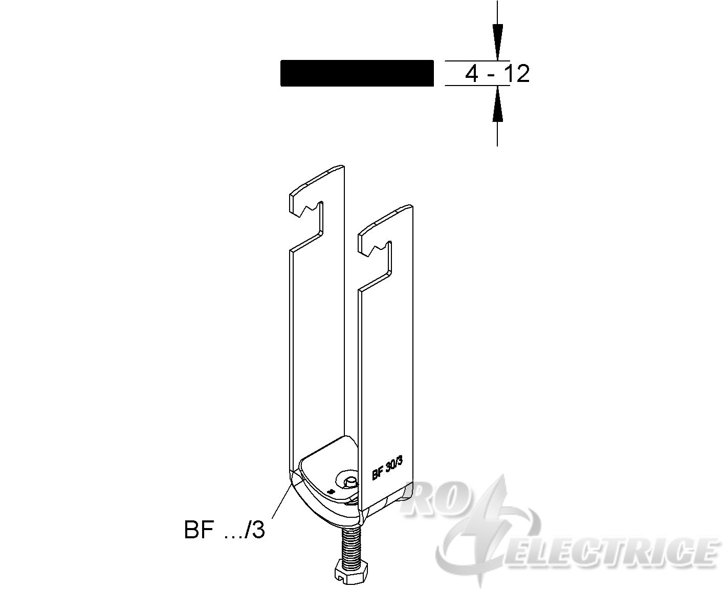 Bügelschelle, für Flacheisen 4-12 mm, für 3 Kabel, Ø 20-22mm, Stahl, feuerverzinkt DIN EN ISO 1461, mit Stahldruckwanne