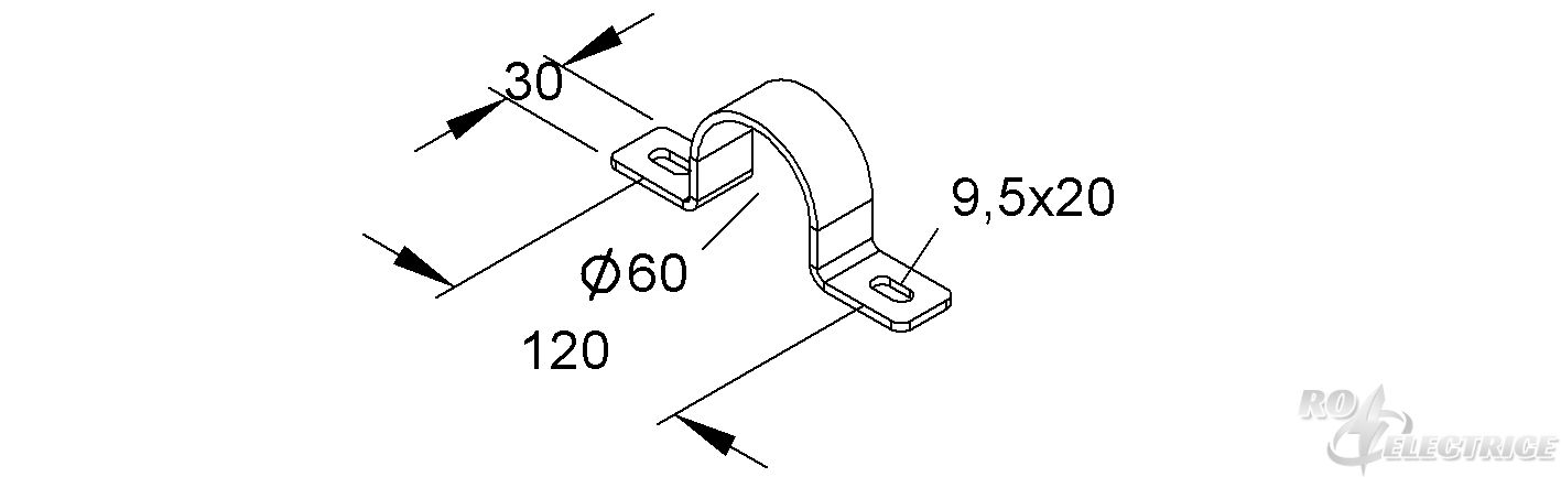 Rohrschelle, Ø 60 mm, Edelstahl, Werkstoff-Nr.: 1.4301, 1.4303