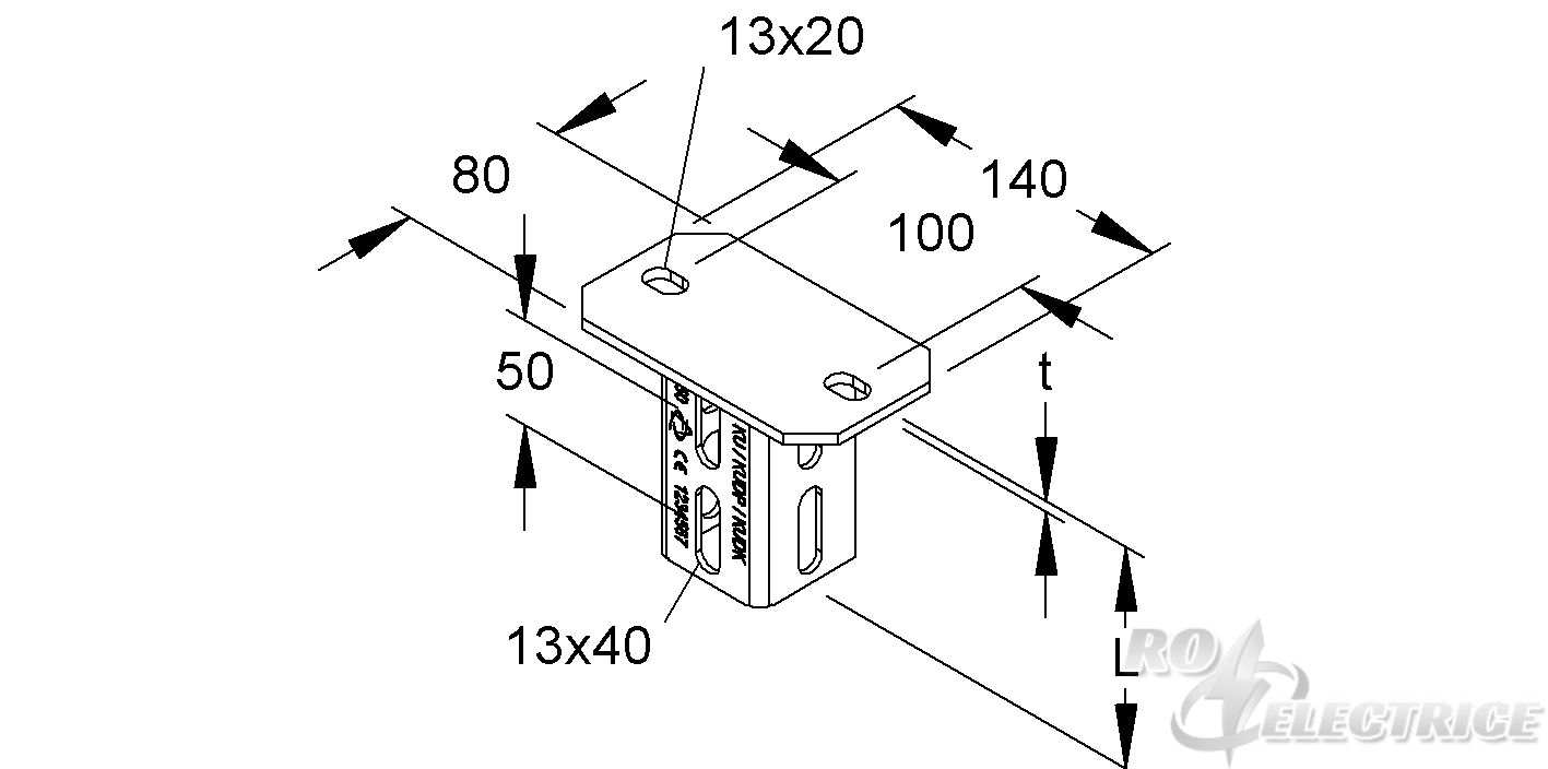 Schraubkopfplatte für Profil U 5050, Epoxid-Polyesterbeschichtung 60-80 µm, RAL 7032, m. Zubehör