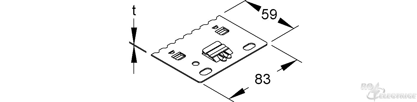 Trennsteghalteplatte, 59x83 mm, t=0,9 mm, Stahl, bandverzinkt DIN EN 10346