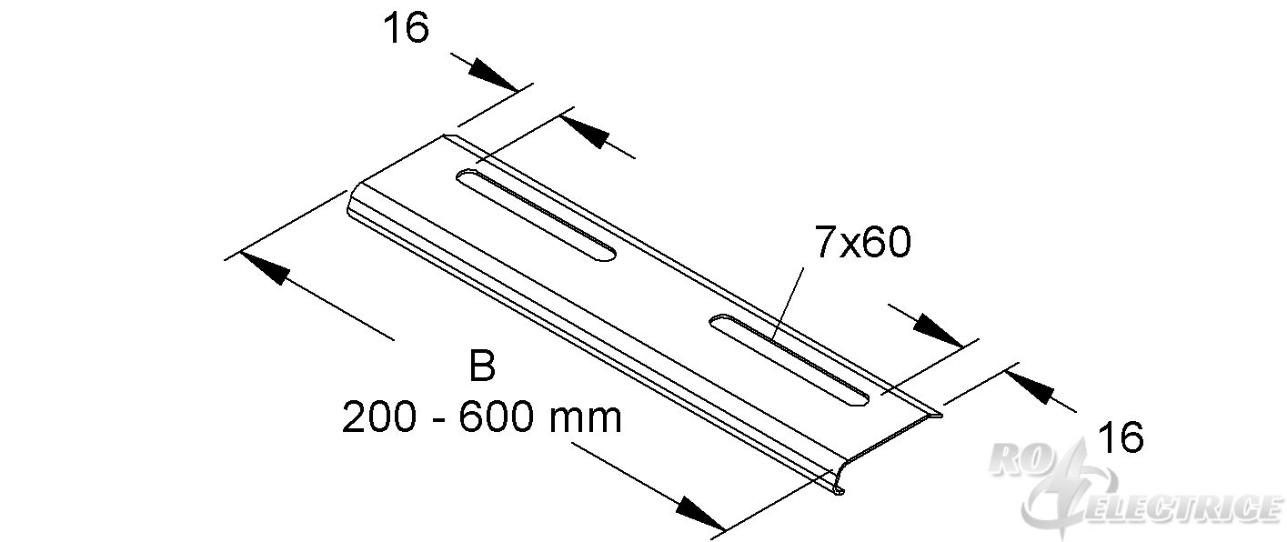 Kantenschutzblech, Breite 192 mm, Stahl, bandverzinkt DIN EN 10346, inkl. Zubehör