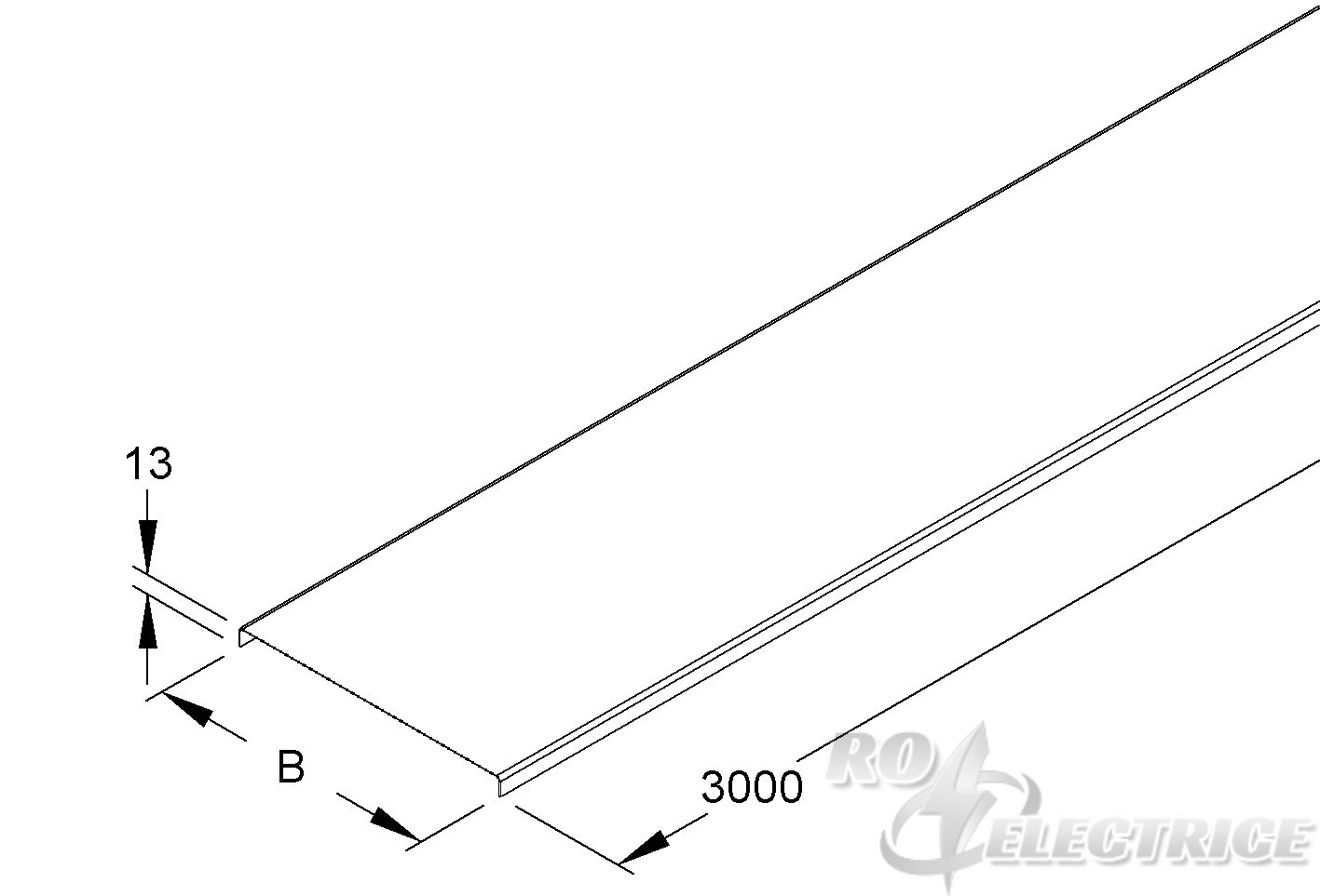 Deckel für Kabelrinne/-leiter, 550x3000 mm, t=1,0 mm, Stahl, bandverzinkt DIN EN 10346