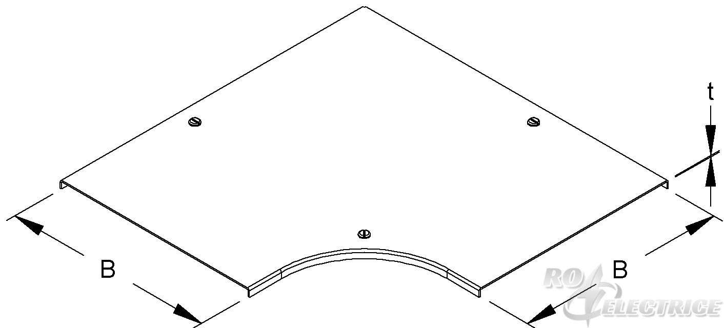 Deckel für Bogen 90° für KR, Breite 105 mm, t=2,0 mm, mit Drehriegel, Stahl, bandverzinkt DIN EN 10346