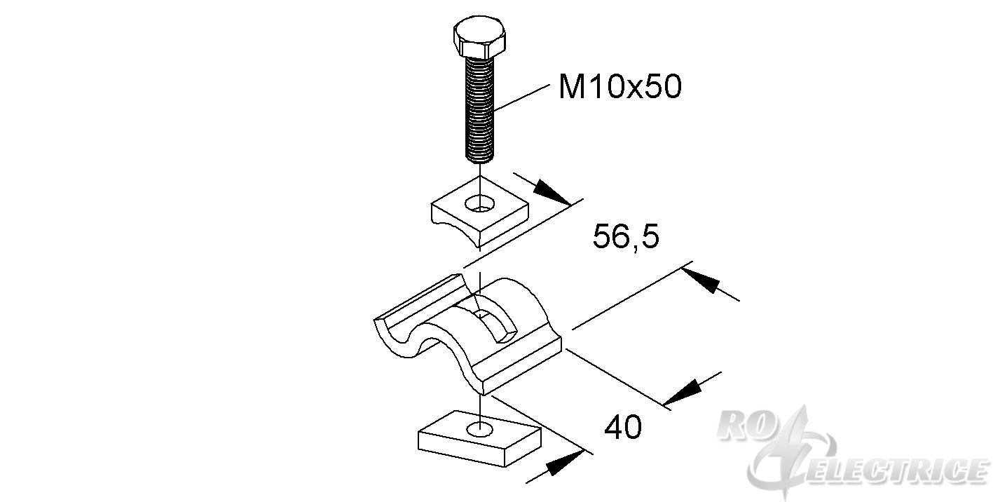 Spannklaue mit Schraube und Gleitmutter, Stahl, feuerverzinkt  DIN EN ISO 1461, inkl. Zubehör