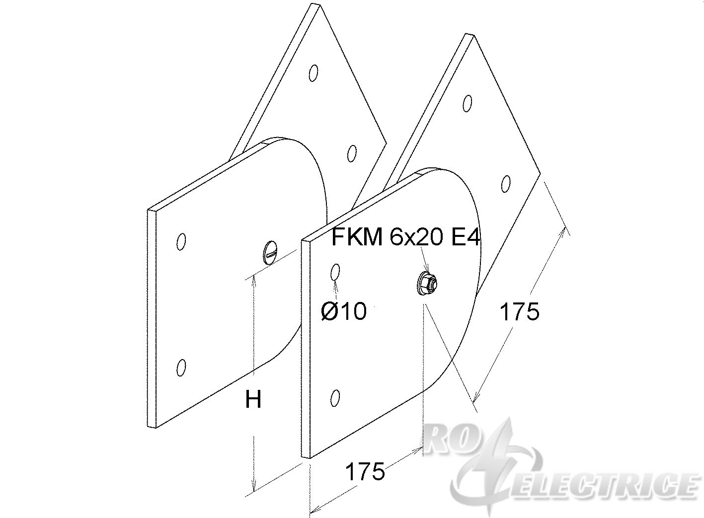 GFK-Gelenkverbinder, vertikal, Höhe 150 mm, Polyester glasfaserverstärkt, gepresst, RAL 7032, kieselgrau