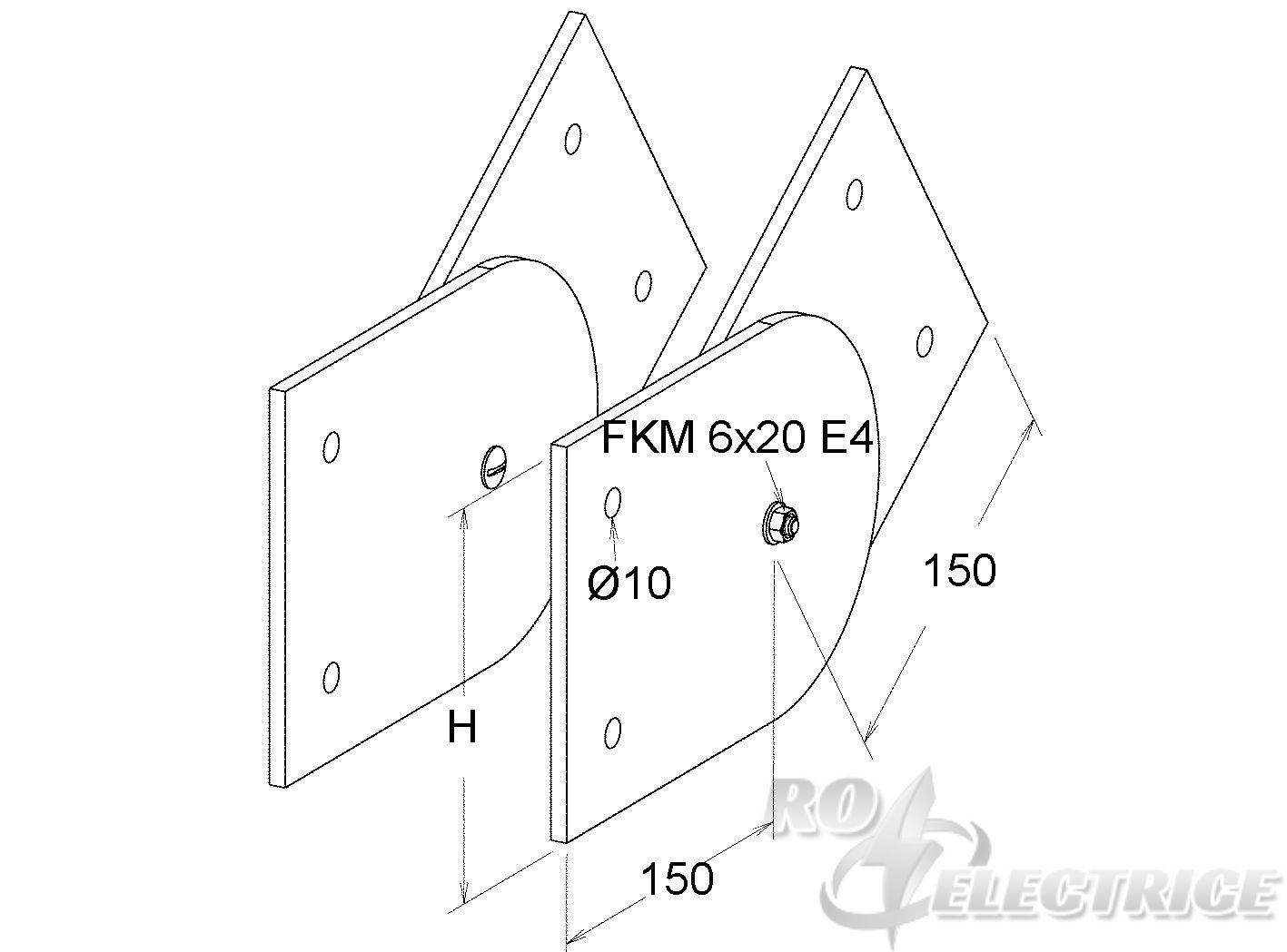 GFK-Gelenkverbinder, vertikal, Höhe 100 mm, Polyester glasfaserverstärkt, gepresst, RAL 7032, kieselgrau