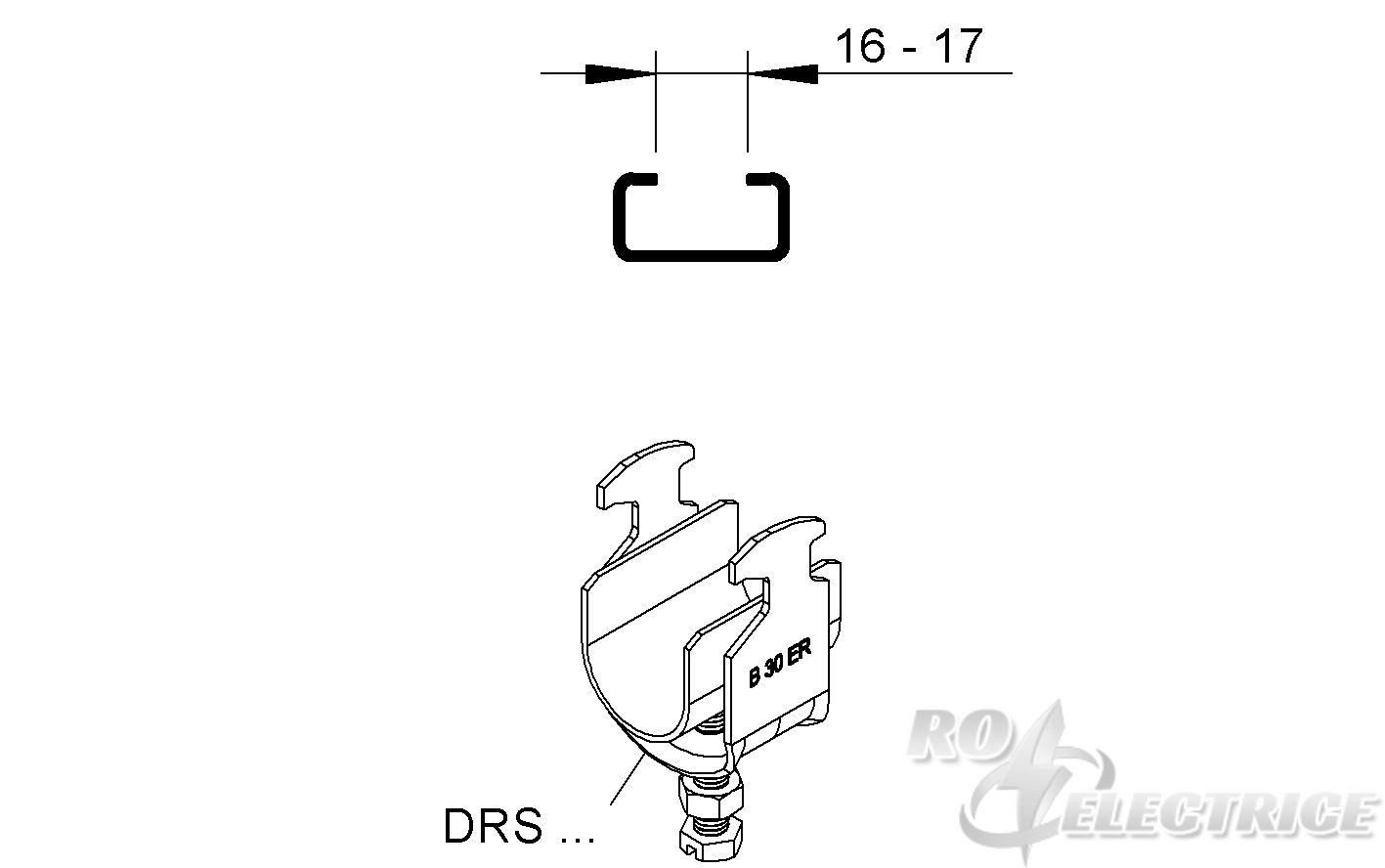 Rohrschelle mit Dehnungsausgleich, für Rohr-Ø 14 mm,Schlitzw. 16-17 mm, Edelstahl, Werkstoff-Nr.: 1.4301, 1.4303
