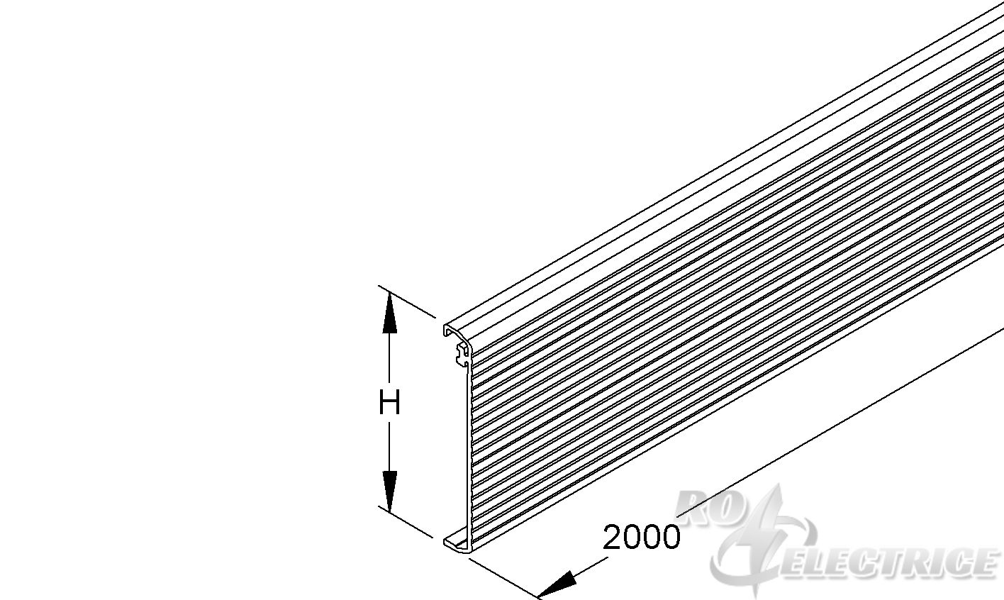 GK-Deckel, kanneliert, 78x2000 mm, Aluminium, pressblank, inkl. Zubehör