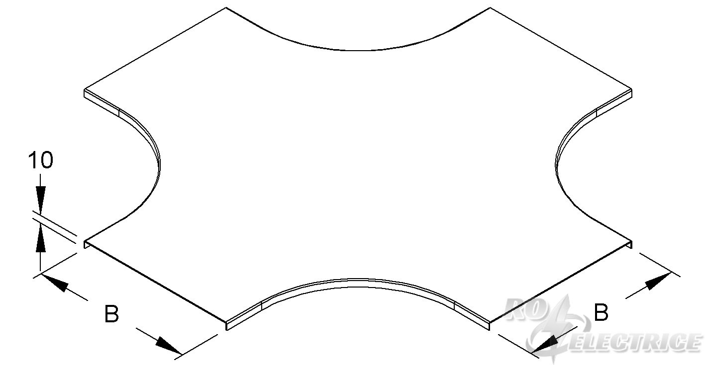 Deckel für Kreuzung für KR, Breite 204 mm, Stahl, feuerverzinkt DIN EN ISO 1461
