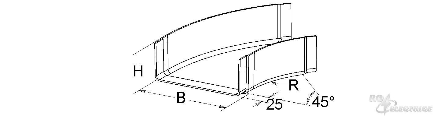 GFK-Bogen 45° für KK, 80x100 mm, mit angeformtem Verbinder, Polyester glasfaserverstärkt, gepresst, RAL 7032, kieselgrau