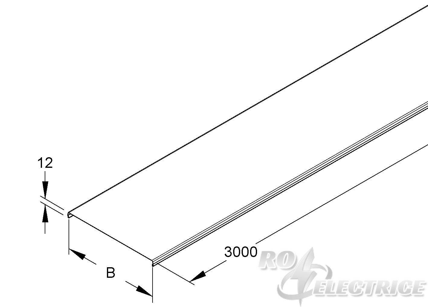 Deckel für Gitterrinne, 398,5x3000 mm, t=0,8 mm, Edelstahl, Werkstoff-Nr.: 1.4301, 1.4303