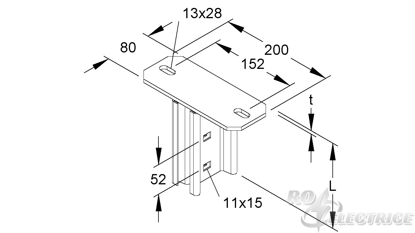 Schraubkopfplatte, quer für Profil I 80, Stahl, feuerverzinkt DIN EN ISO 1461, inkl. Zubehör
