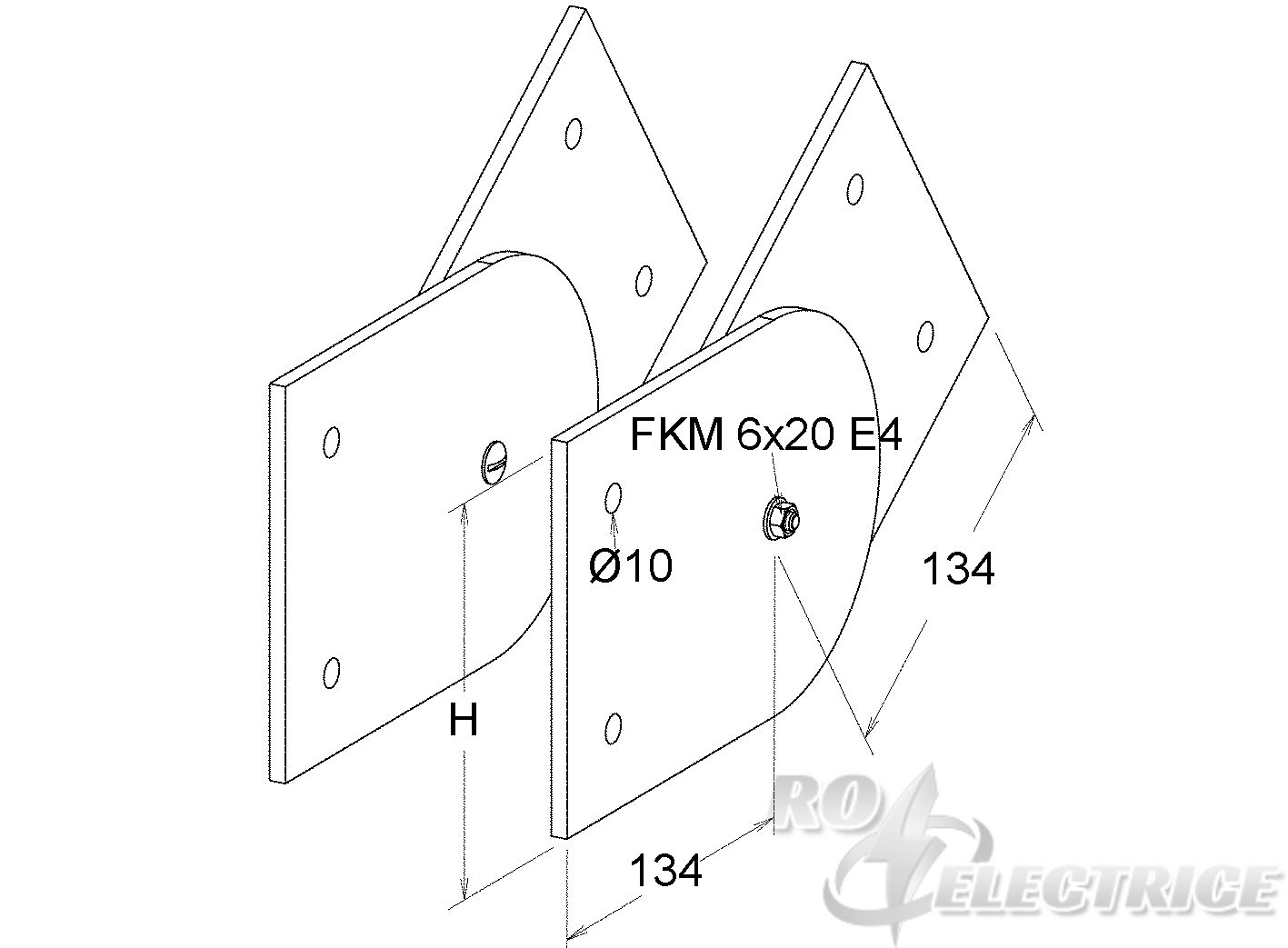 GFK-Gelenkverbinder, vertikal, Höhe 80 mm, Polyester glasfaserverstärkt, gepresst, RAL 7032, kieselgrau