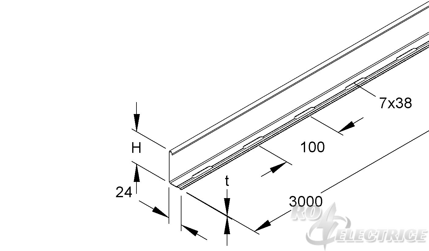 Trennsteg, 80x3000 mm, t=0,9 mm, Stahl, bandverzinkt DIN EN 10346, inkl. Zubehör