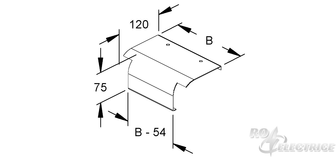 Endabgangsblech für KL, Breite 200 mm, Edelstahl, Werkstoff-Nr.: 1.4301, 1.4303, mit vorm. Zubehör