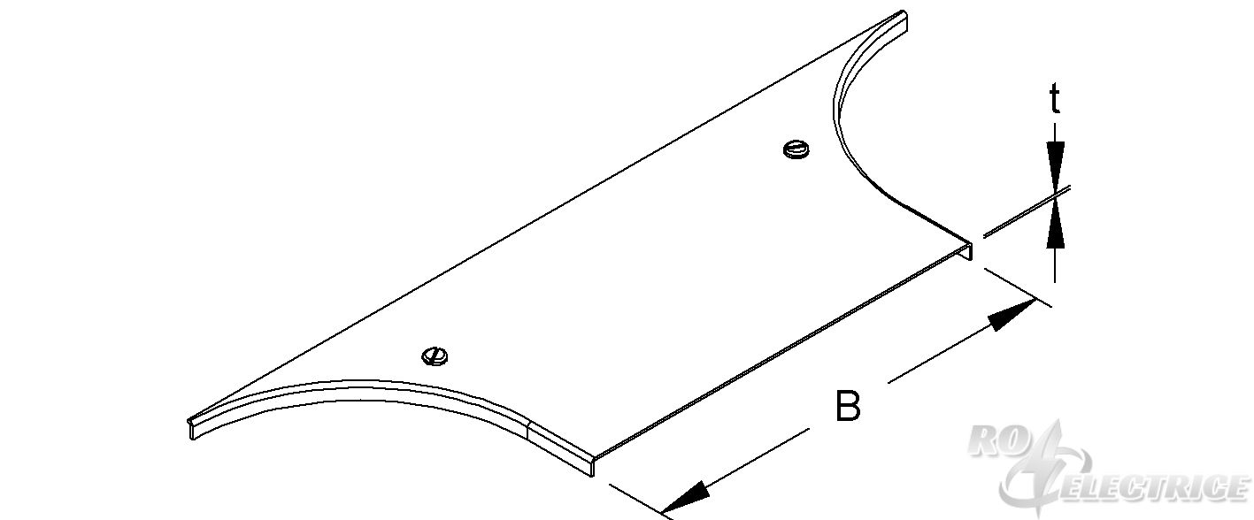 Deckel für Anbau T-Stück für KR, Breite 505 mm, t=2,0mm, m. Drehriegel, Stahl, bandverzinkt DIN EN 10346