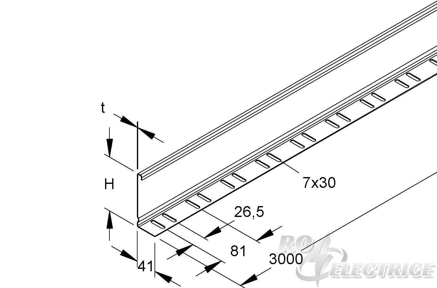 Trennsteg, 108x2998 mm, t=1,0 mm, Stahl, bandverzinkt DIN EN 10346, inkl. Zubehör